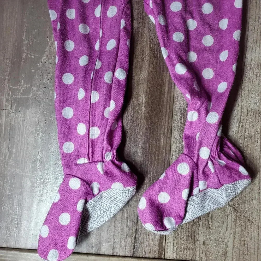 Carter's Toddler Girl Size 2T Purple Polka Dot Cat Footed Fleece Pajamas PJs EUC